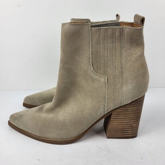 Marc Fisher Ltd Oshay Beige Suede Leather Pointed Toe Ankle Bootie Size 12M - Picture 2 of 11
